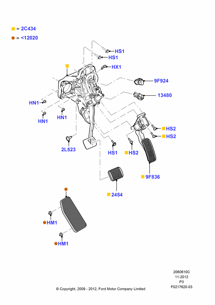 10C - Brake and Clutch Controls, With Memory Adjustable Foot Pedals; 06/JUL/2009