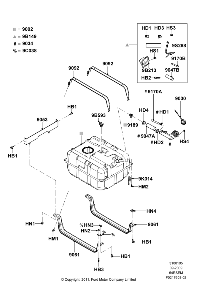 05P - Fuel Tank, 5.4L Modular SOHC V8, All Cutaway/Strip Chas/Chas Cab, With Aft-Of-Axle Fuel Tank; 08/SEP/2009-26/JUL/2010