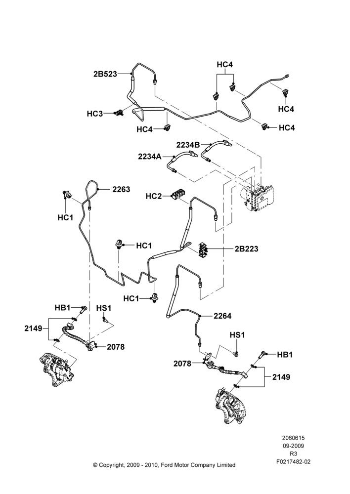 FRONT BRAKE LINES, Std Duty Torsion Bar Suspension