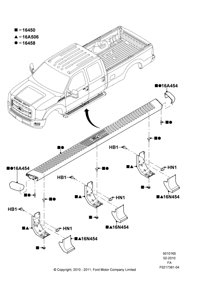 65H - Running Boards/Side Steps, Crew Cab, 5" Angular Chrome Running Board; 22/FEB/2010-22/JUN/2011