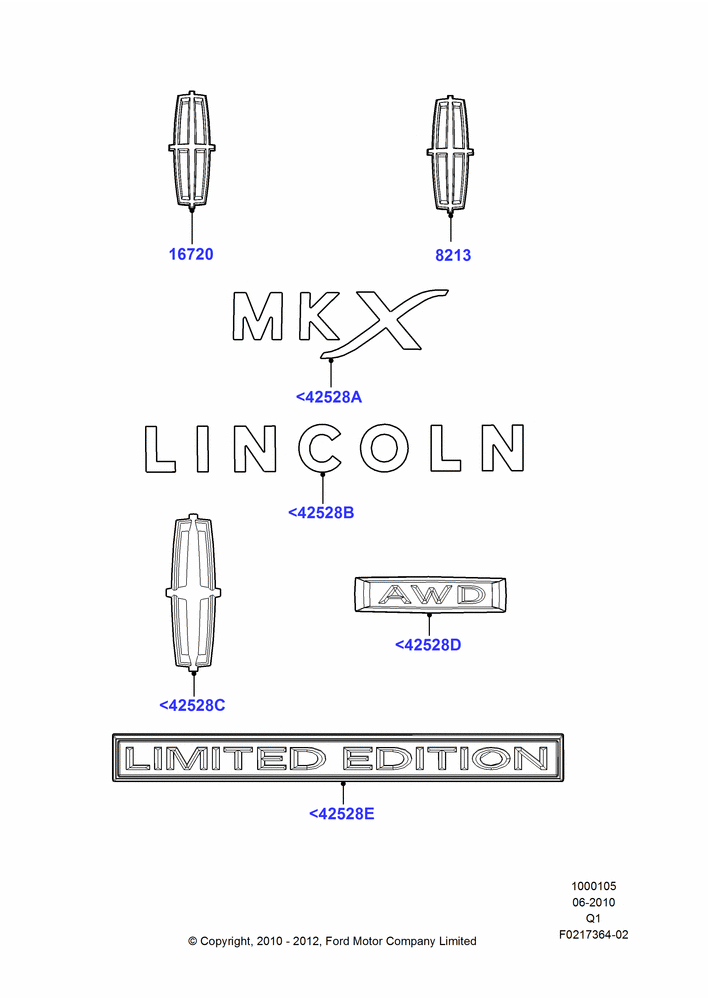 05G - Name Plates, Lincoln/Mercury Series; 12/JUL/2010-24/DEC/2014