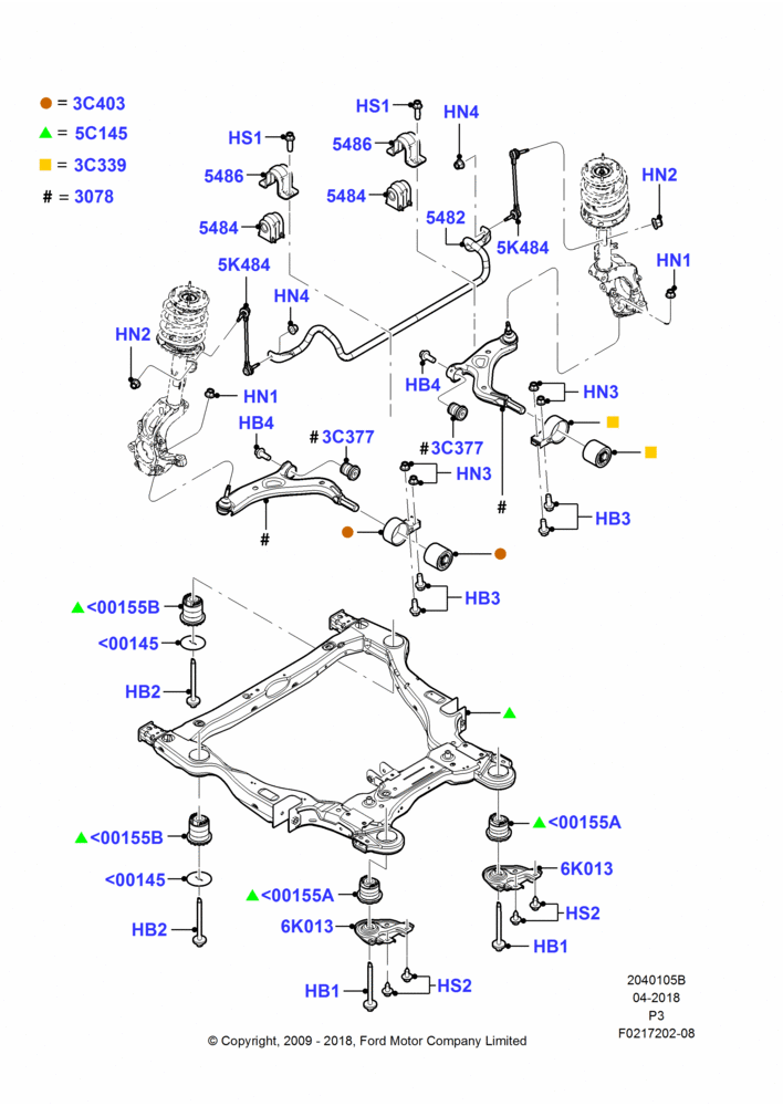 05B - Front Susp.Arms/Stabilizer/X-Member; 06/JUL/2009