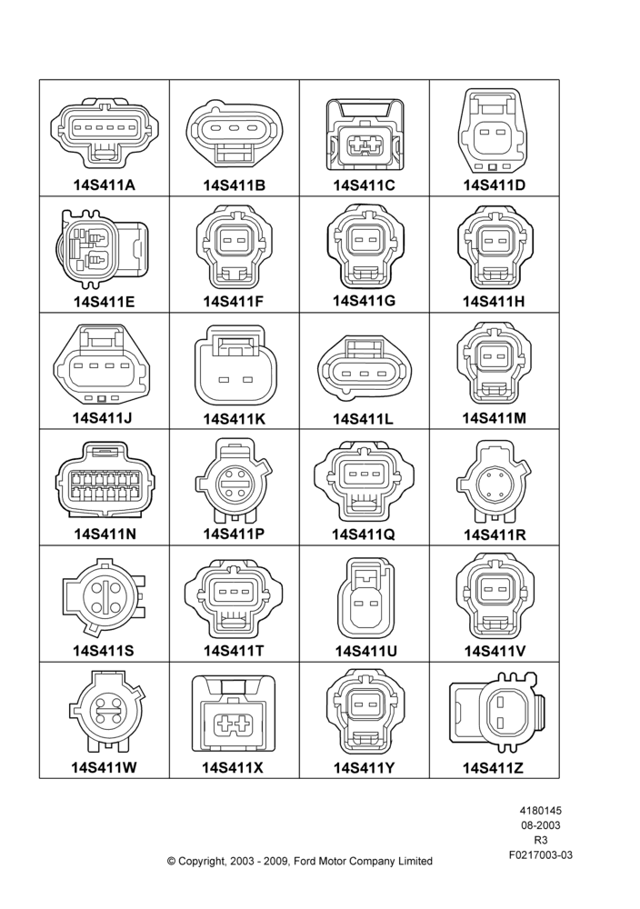45D - Pigtail Wiring Kits, Page A, Sensors; 04/AUG/2003-16/DEC/2011
