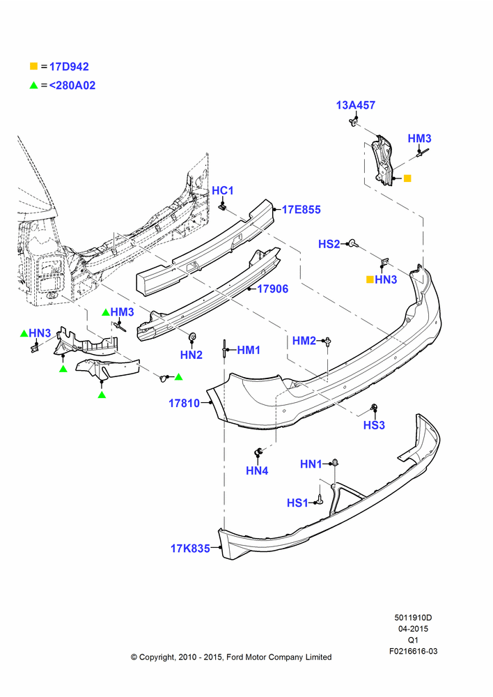 10D - Rear Bumper, Ford Series, ST Version; 12/JUL/2010-08/AUG/2011