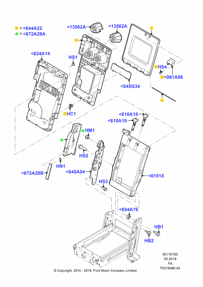 10D - Front Seat Back, With 40/20/40 Split Bench Frnt Seat, With Split Bench Front Seat, 20% Seat; 22/FEB/2010-05/JUL/2016