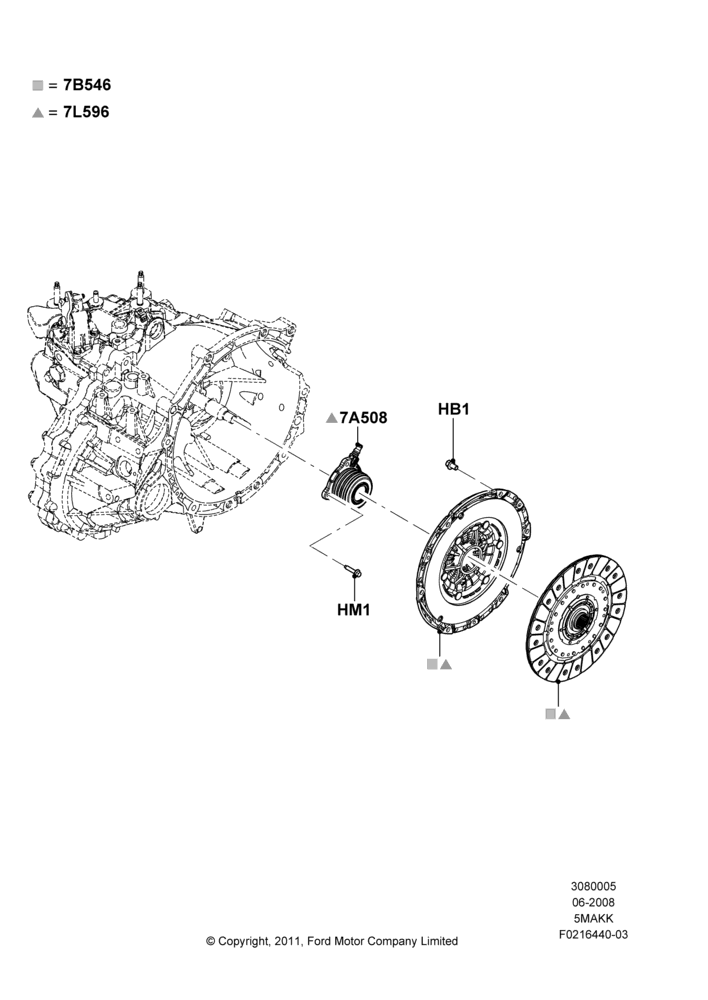 05B - Clutch, 5 Speed Manual Transmission - AK; 23/JUN/2008-29/APR/2012