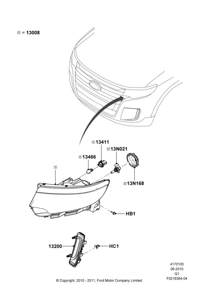 05E - Headlamps and Front Flasher Lamps, Headlamps - Halogen, Sport, SEL Version, ST Version; 12/JUL/2010-24/DEC/2014