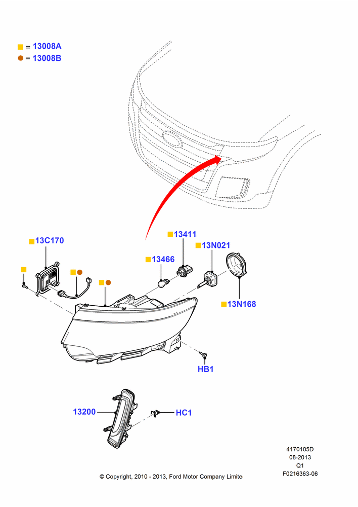 05D - Headlamps and Front Flasher Lamps, Ford Series, High Intensity Discharge Headlamp; 12/JUL/2010-11/APR/2012