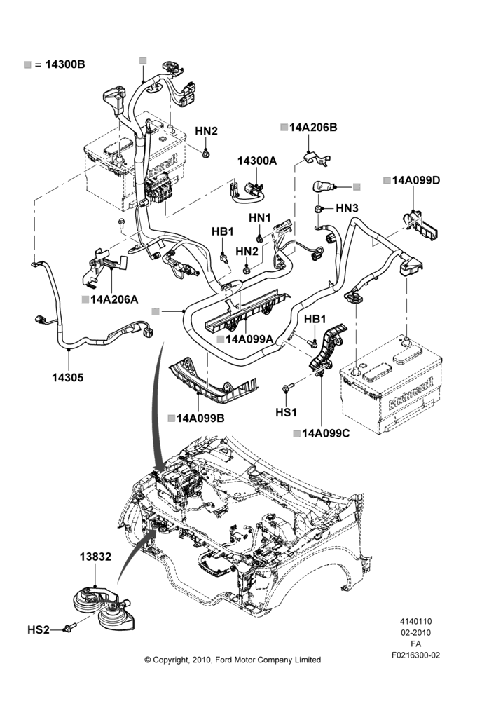 10C - Battery Cables and Horn, Dual Heavy Duty Alternators, With Diesel Engines; 22/FEB/2010-05/JUL/2016
