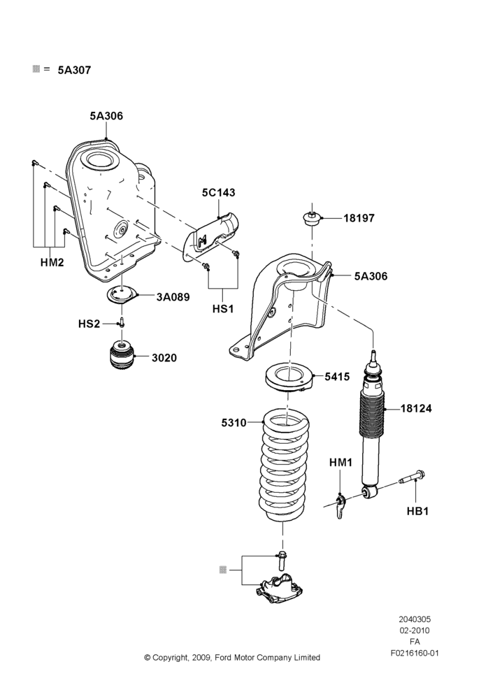 05B - Front Suspension Struts and Springs, Ford 250 Series, Ford 350 Series, LHD 4WD (Part Time Drive); 22/FEB/2010-05/JUL/2016