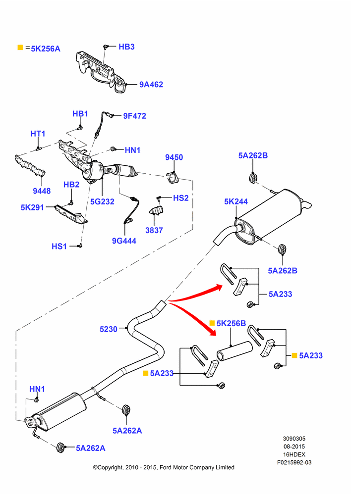 Exhaust System, 1.6L TIVCT PFI Sigma