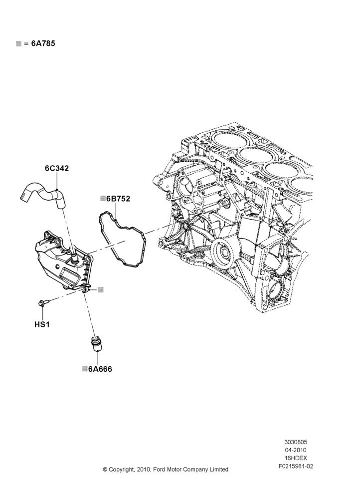 05B - Emission Control - Crankcase, 1.6L TIVCT PFI Sigma; 26/APR/2010-27/APR/2013