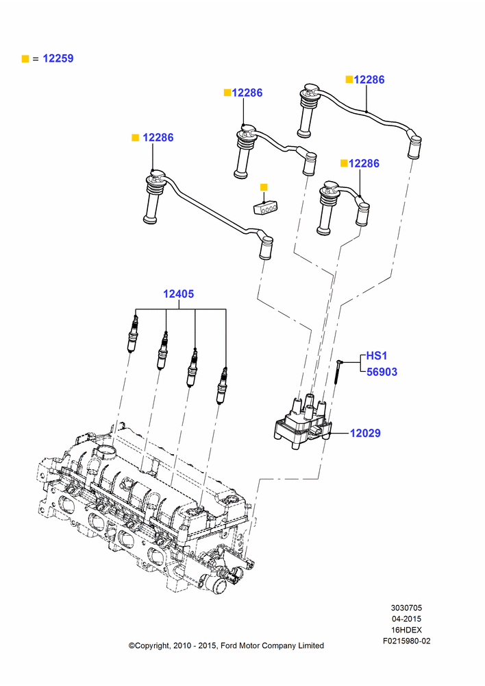 05B - Ignition Coil and Wires/Spark Plugs, 1.6L TIVCT PFI Sigma; 26/APR/2010-27/APR/2013