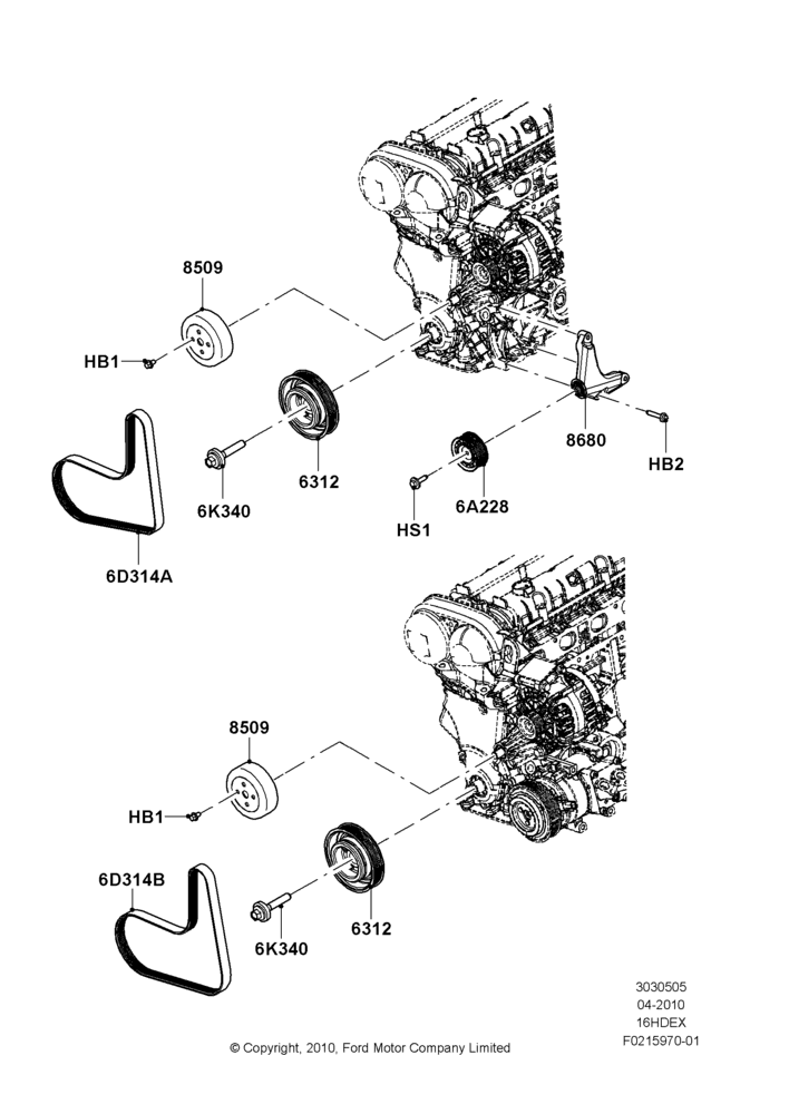 Pulleys and Drive Belts, 1.6L TIVCT PFI Sigma