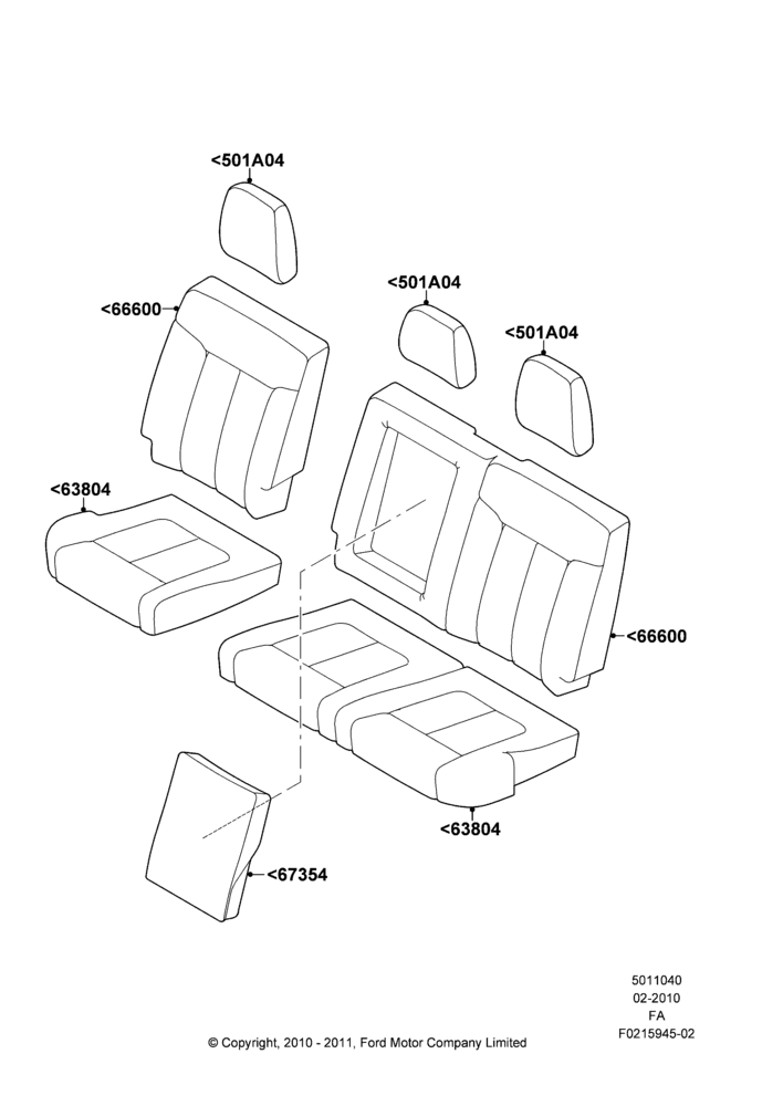 40C - Rear Seat Covers, Crew Cab, With Second Row Flip / Fold Armrest; 22/FEB/2010-05/JUL/2016