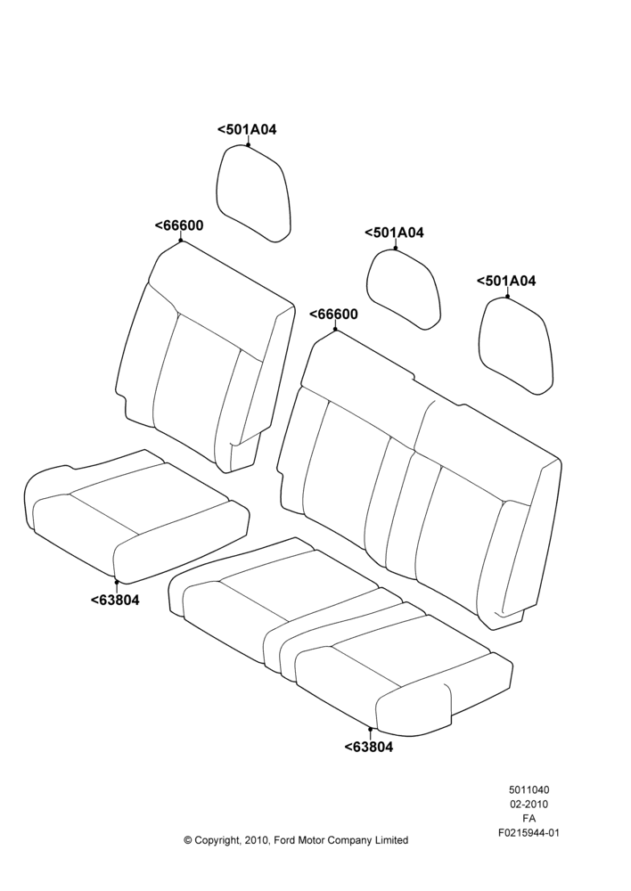 40B - Rear Seat Covers, Crew Cab, With Second Row Flip / Fold Seat; 22/FEB/2010-05/JUL/2016