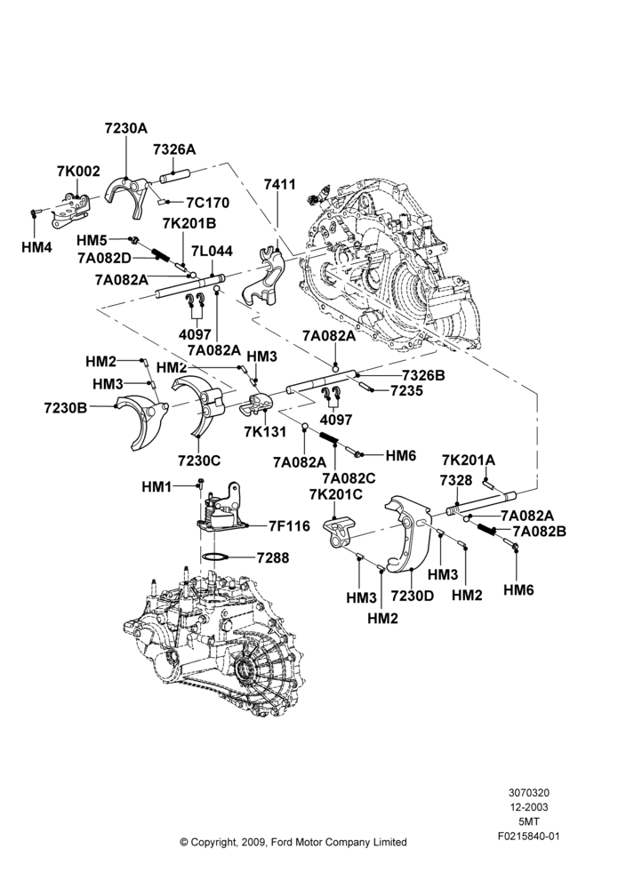 20C - Manual Transaxle Gearshift, 2WD, 5 Speed Manual Transmission - AK; 22/DEC/2003-01/MAY/2006