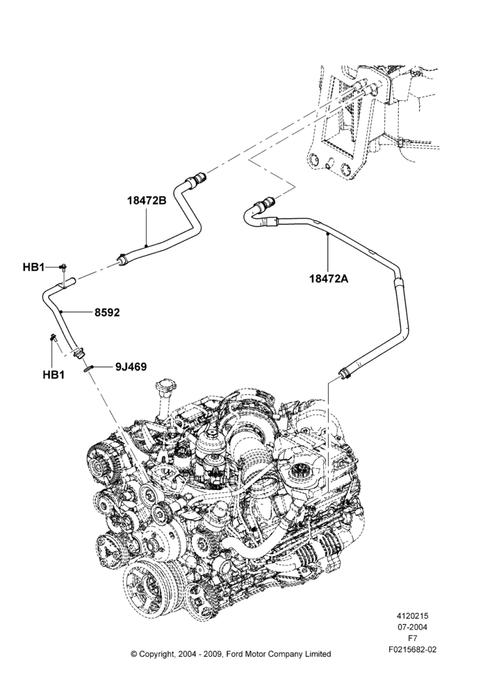 15E - Heater Hoses, 6.0L OHV Diesel V8, All Super Single/Double Cabs, Less Air Conditioning, Less Ambient Temp/Speed Pack; 19/JUL/2004-18/DEC/2006