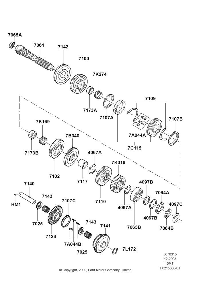 15C - Output Shaft, Gear Sets & Bearings, 5 Speed Manual Transmission - AK; 22/DEC/2003-01/MAY/2006