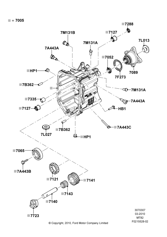 07B - Manual Transmission External Cmpnts, 3.7L 4V PFI V6 NA Gas, 6 Speed Manual Transmission-MT82, 2.0 EcoBlue E, 2.0 EcoBlue F, Rear Half; 22/MAR/2010-27/JUN/2014