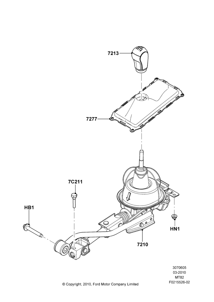 05A - Gear Change Lever - Manual Trans, 3.7L 4V PFI V6 NA Gas, 6 Speed Manual Transmission-MT82, 2.0 EcoBlue E, 2.0 EcoBlue F; 22/MAR/2010-27/JUN/2014