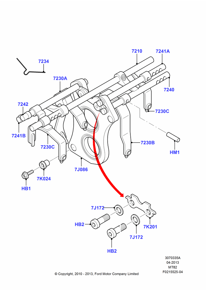 35A - Manual Trans Gear Shift Linkage, 3.7L 4V PFI V6 NA Gas, 6 Speed Manual Transmission-MT82, 2.0 EcoBlue E, 2.0 EcoBlue F; 22/MAR/2010-27/JUN/2014