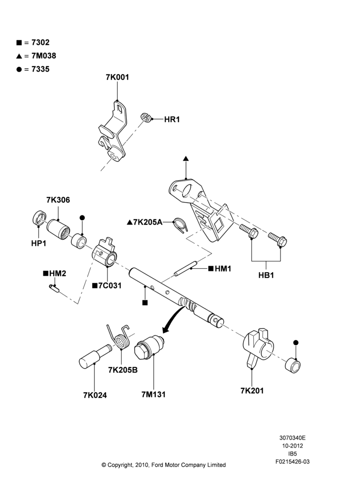 40E - Manual Transaxle Selector Mechanism, B5/IB5; 26/APR/2010-27/APR/2013