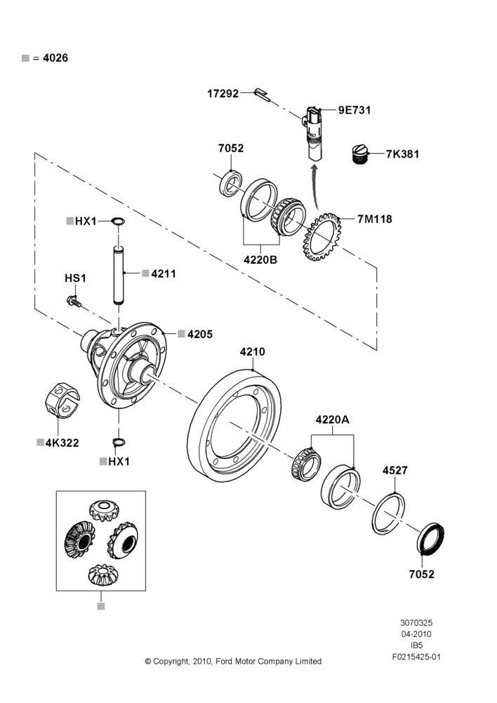 25D - Manual Transaxle Diff. Components, B5/IB5; 26/APR/2010-27/APR/2013