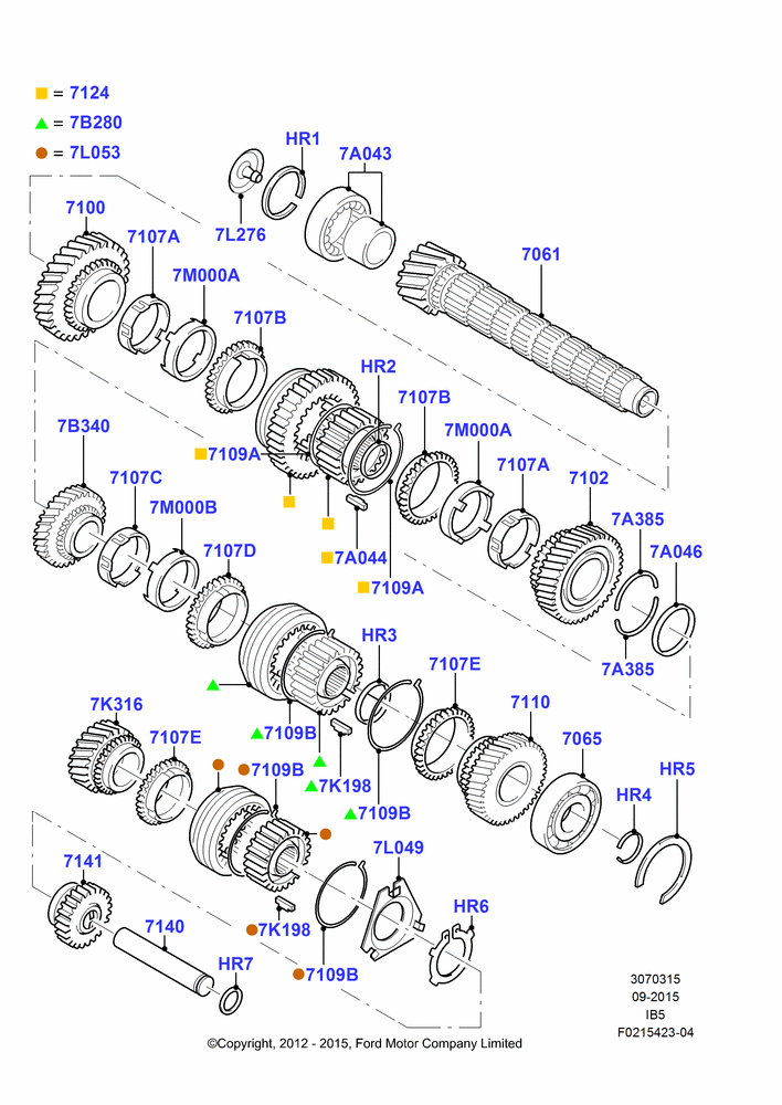 15K - Output Shaft, Gear Sets & Bearings, B5/IB5; 26/APR/2010-01/SEP/2011