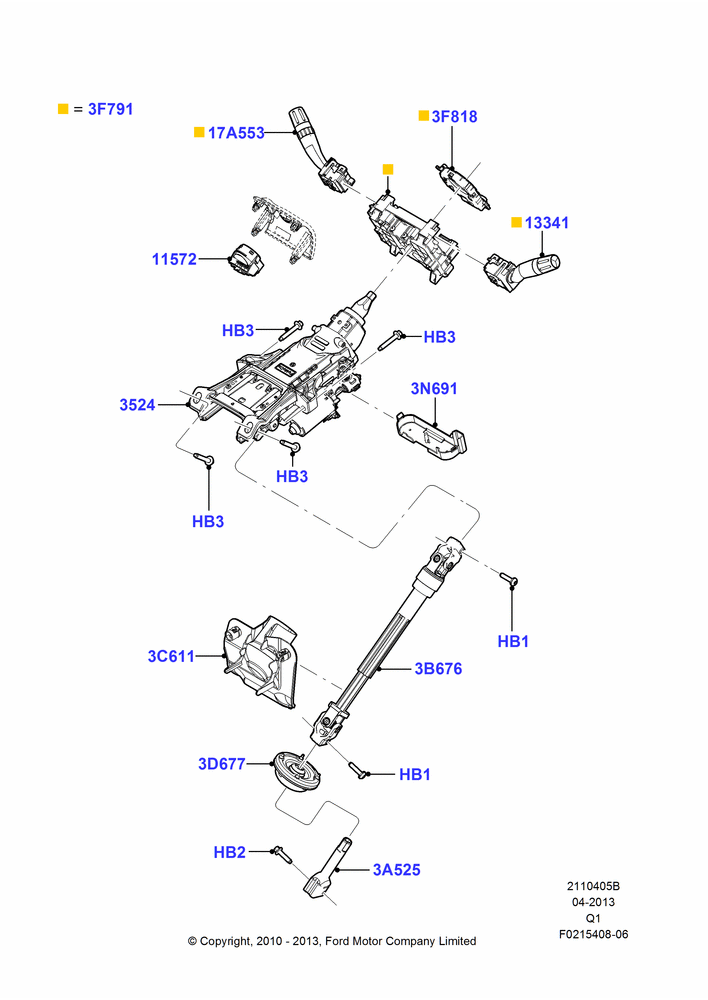 05B - Steering Column, With Manual Tilt/Slide Stg Column; 12/JUL/2010-08/AUG/2011