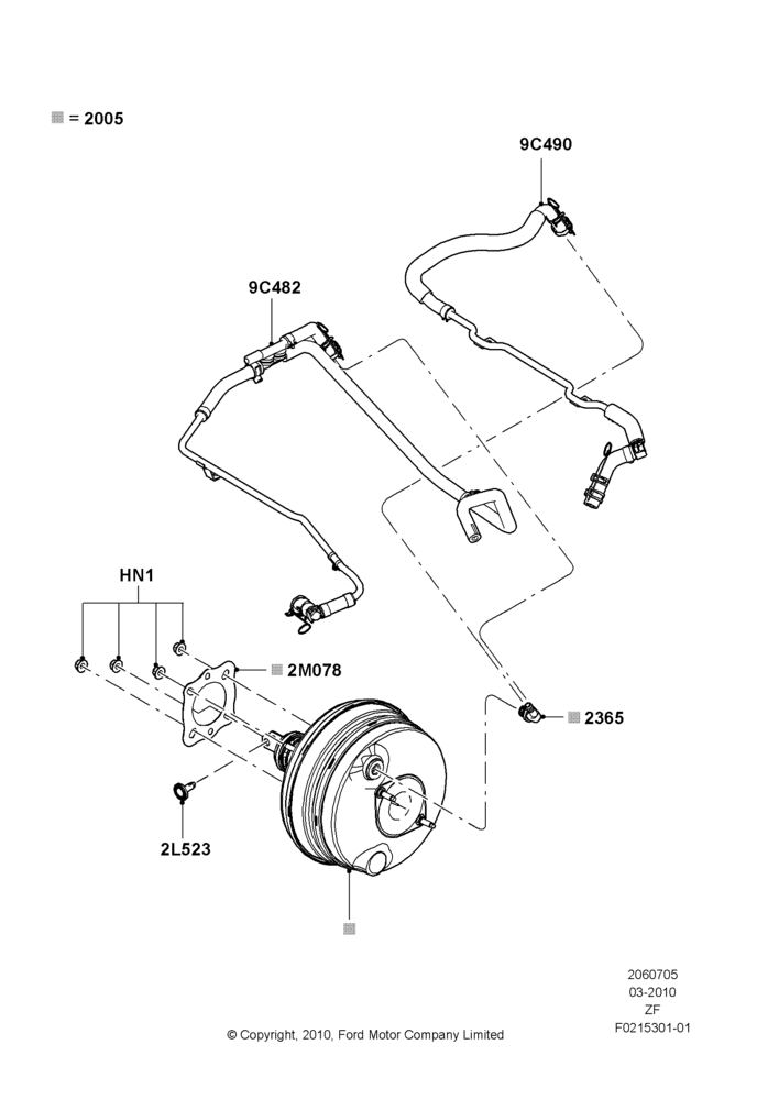 05E - Brake Booster, MOD 5.0L-4V DOHC SEFI NA; 22/MAR/2010-27/JUN/2014