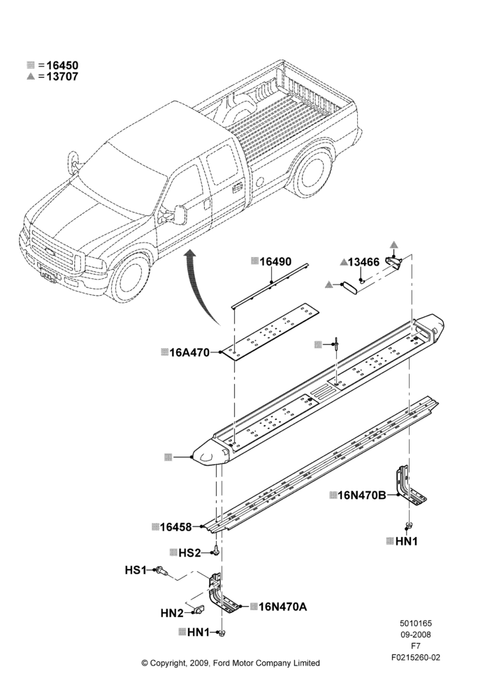 65Z - Running Boards/Side Steps, King Ranch Version Package, With Side Auxiliary Step And Lights; 16/SEP/2008-12/FEB/2010
