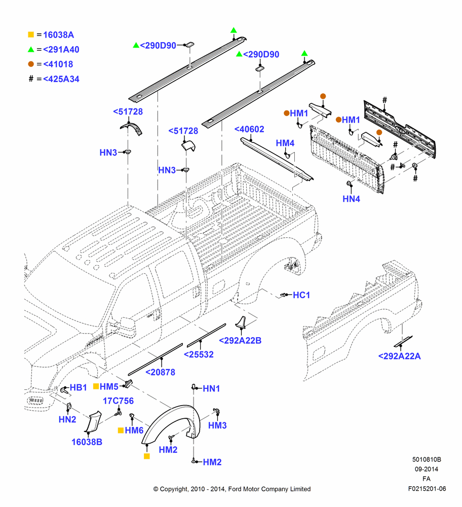 10B - Body Mouldings, Ford 550 Series, Ford 450 Series; 22/FEB/2010-05/JUL/2016