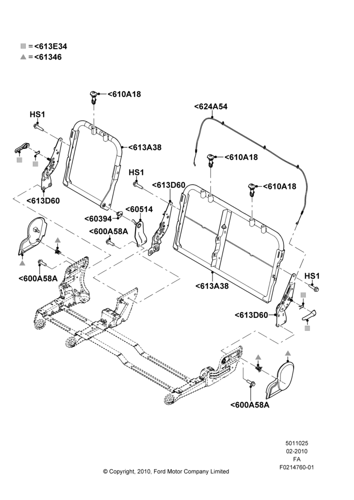 25B - Rear Seat Back, Crew Cab, With Second Row Flip / Fold Seat; 22/FEB/2010-05/JUL/2016