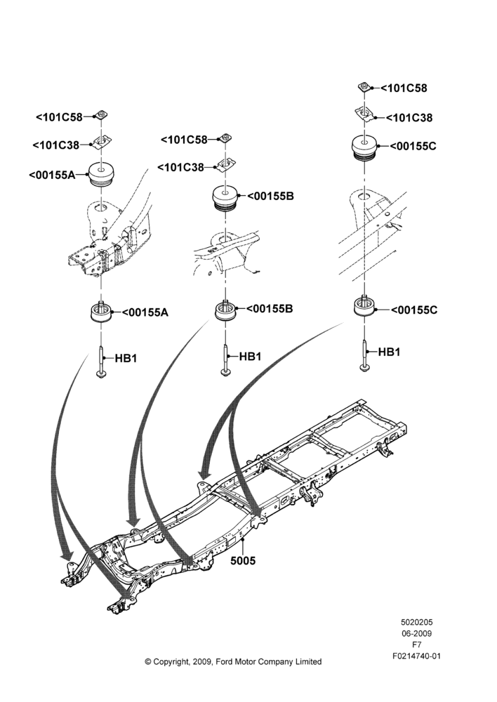 05R - Chassis Frame, Narrow Frame (Chassis Cab), Regular Cab; 29/JUN/2009-12/FEB/2010
