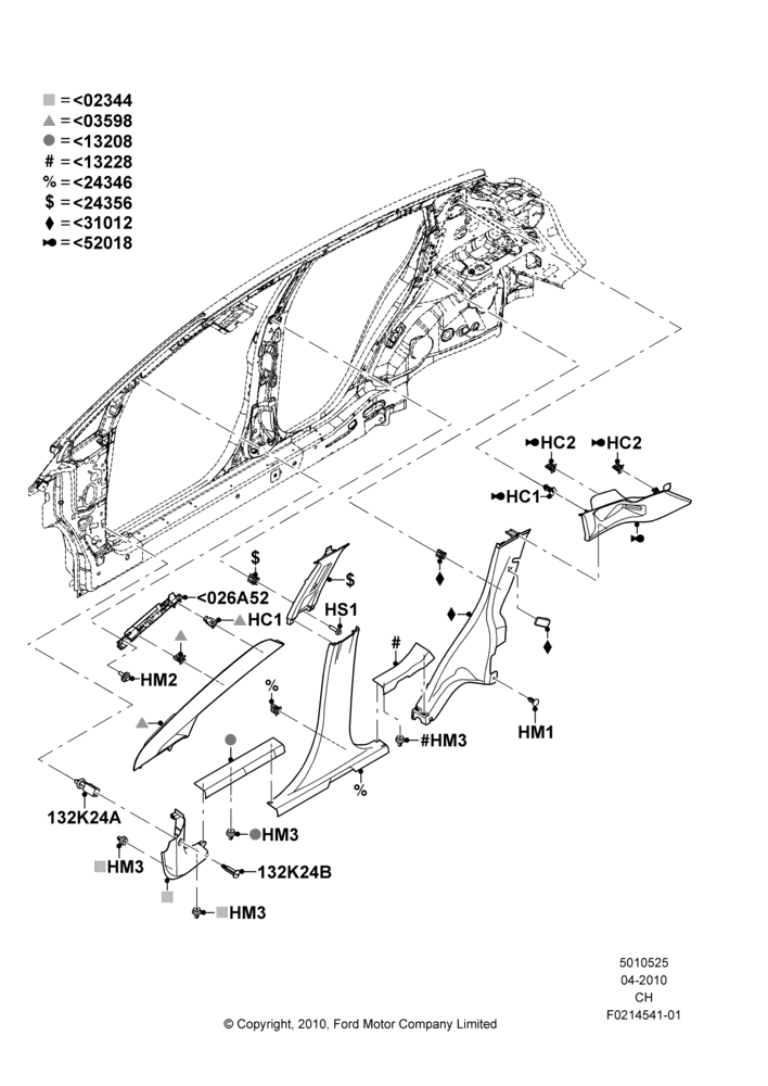 25B - Side Trim, 5 Door Sedan; 26/APR/2010-27/APR/2013