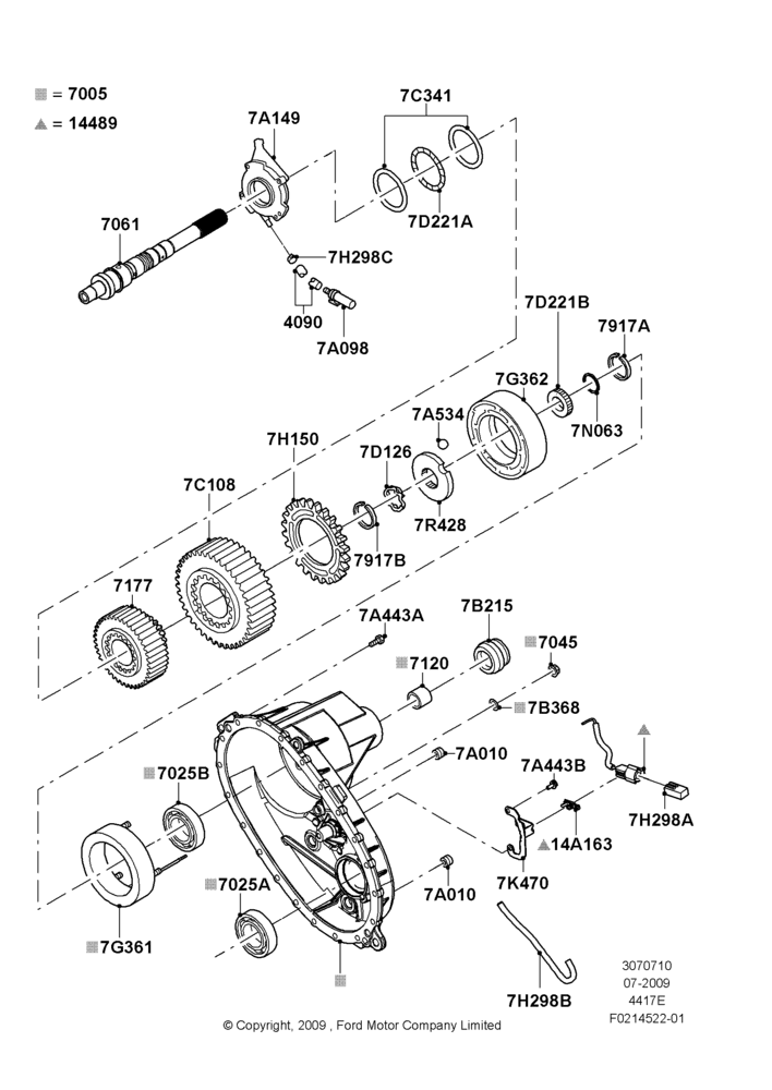 10H - Transfer Drive Components, 4X4 1 Speed Transfer Case With TOD, Rear; 06/JUL/2009-24/OCT/2011