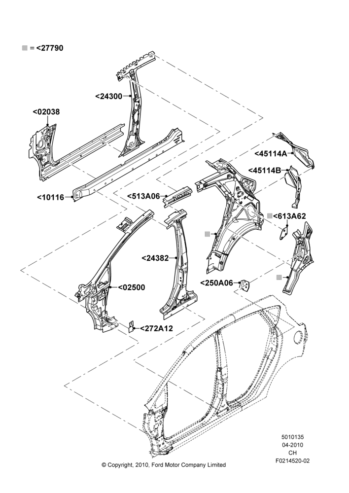 35B - Side Panels - Inner, 5 Door Sedan; 26/APR/2010-27/APR/2013
