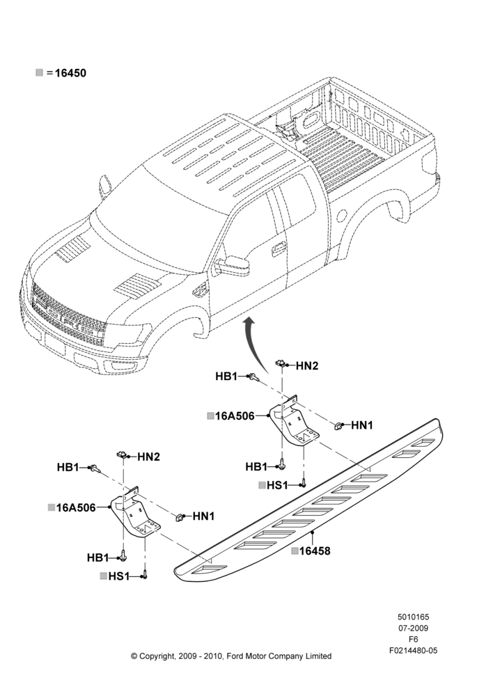 65W - Running Boards/Side Steps, Running Boards - Tubular, Super Cab; 06/JUL/2009-23/DEC/2014