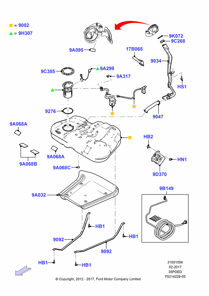 05K - Fuel Tank, 2WD, 3.5L Cyclone V6 Petrol TIVCT, (-) Police Version; 06/FEB/2012-01/MAR/2019