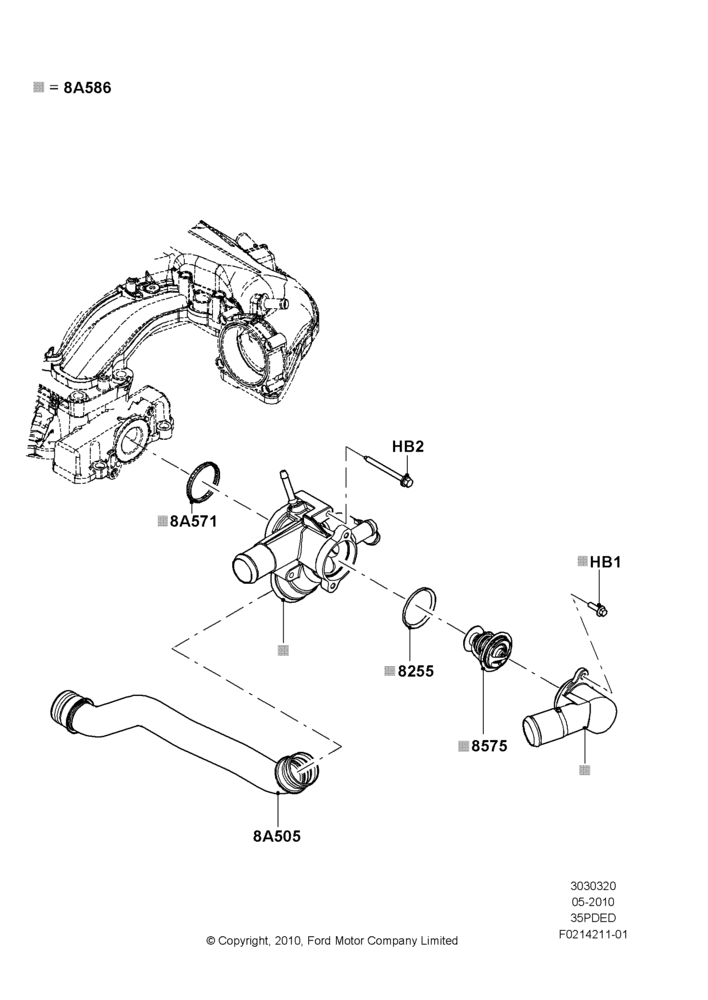 20D - Thermostat/Housing & Related Parts, 3.5L Cyclone V6 Petrol TIVCT; 06/FEB/2012-01/MAR/2019