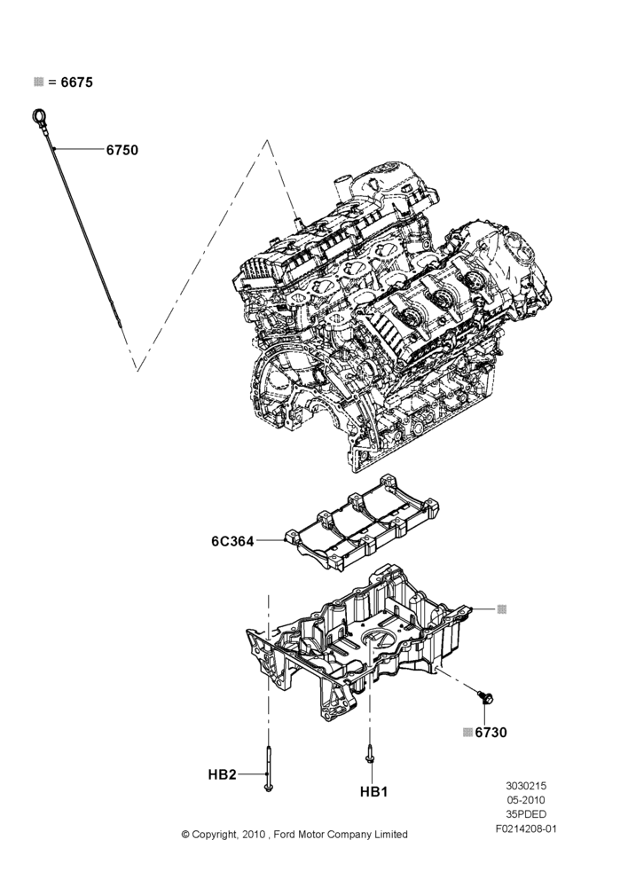 15D - Oil Pan/Oil Level Indicator, 3.5L Cyclone V6 Petrol TIVCT; 06/FEB/2012-01/MAR/2019