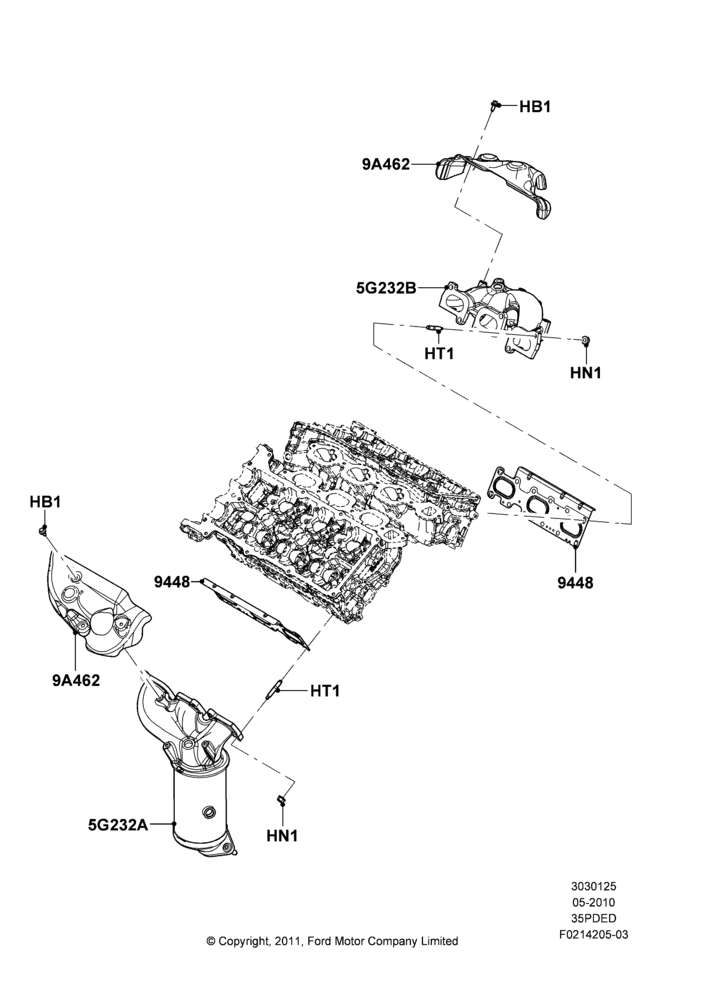 25D - Exhaust Manifold, 3.5L Cyclone V6 Petrol TIVCT; 06/FEB/2012-01/MAR/2019