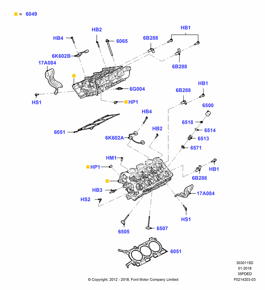 15D - Cylinder Head, 3.5L Cyclone V6 Petrol TIVCT; 06/FEB/2012-01/MAR/2019