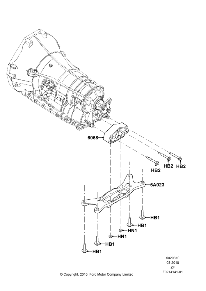 10H - Transmission Mounting, 5.0L V8 32V DOHC EFI Modular, MOD 5.0L-4V DOHC SEFI NA; 22/MAR/2010-27/JUN/2014