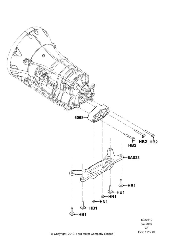10G - Transmission Mounting, 3.7L 4V PFI V6 NA Gas; 22/MAR/2010-27/JUN/2014