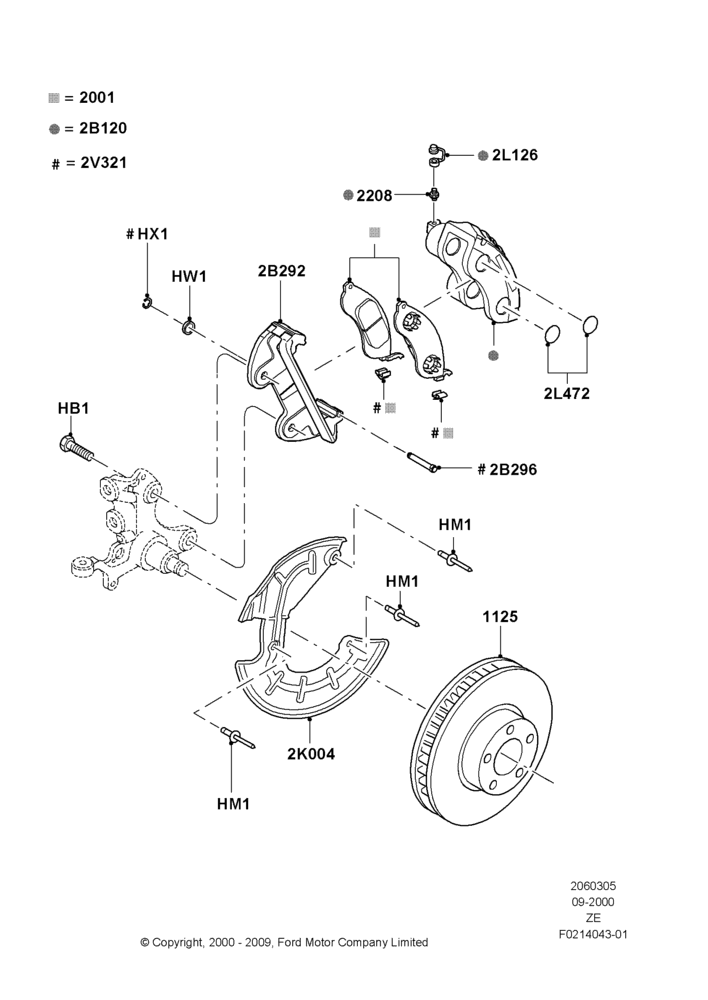 05D - Front Brake Discs and Calipers, 4.6 DOHC EFI S/C, 4.6L DOHC V8 EFI; 18/SEP/2000-12/MAY/2004