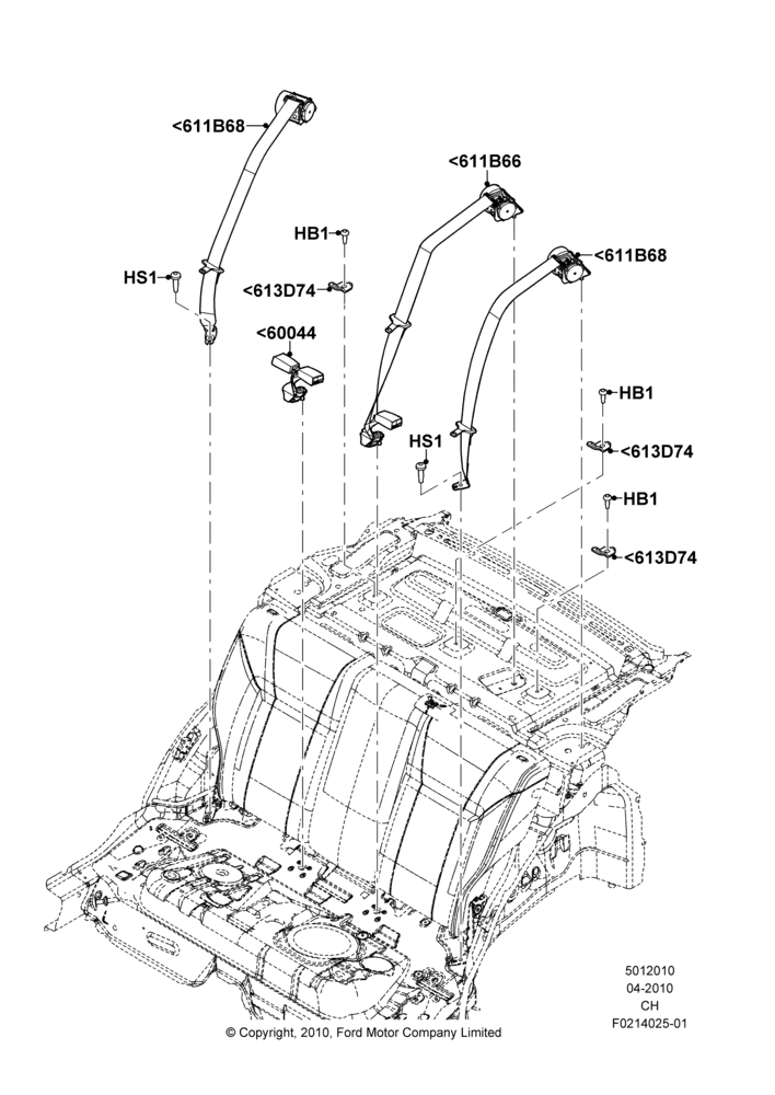10A - Rear Seat Belts, 4 Door Sedan; 26/APR/2010-27/APR/2013