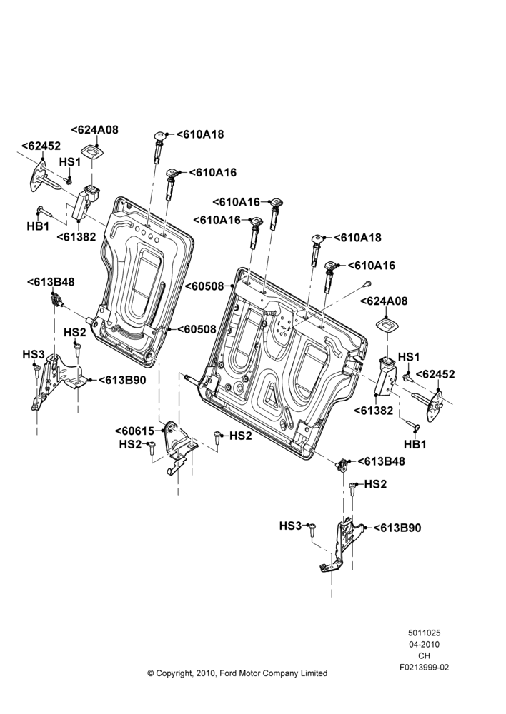 25A - Rear Seat Back, 4 Door Sedan; 26/APR/2010-18/JUL/2011