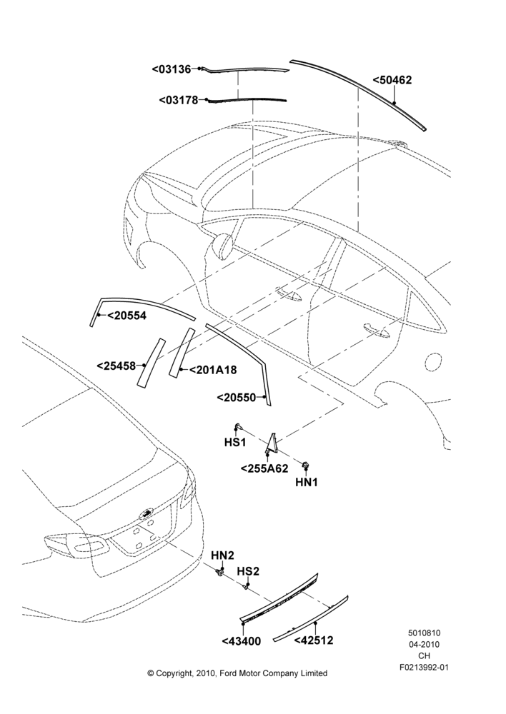 10A - Body Mouldings, 4 Door Sedan; 26/APR/2010-27/APR/2013